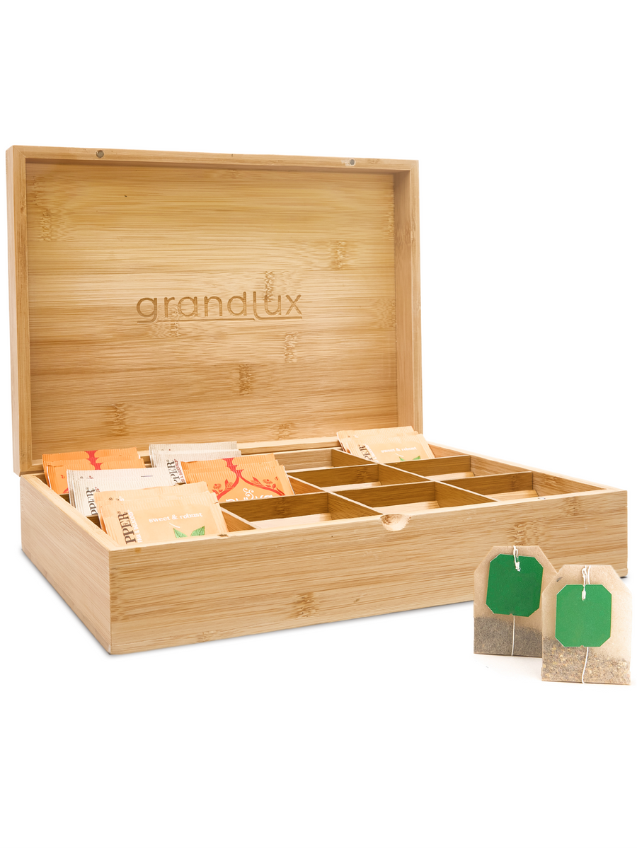 Grandlux Theedoos 9 Vaks - Ruime Vakken – 100% FSC Bamboe