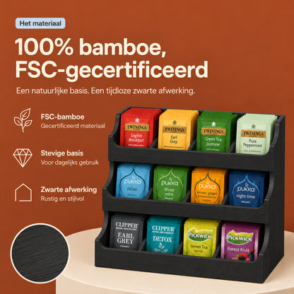Grandlux Theedoos 12 Vaks - Capsulehouder - Zwart (pre-order)