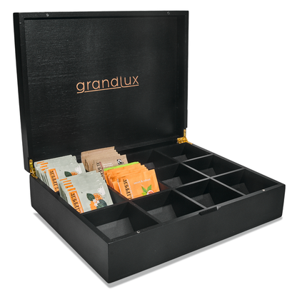 Grandlux Theedoos 12 Vaks - Zwart