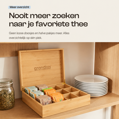 Grandlux Theedoos 12 Vaks - Naturel