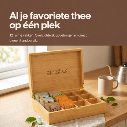 Grandlux Theedoos 12 Vaks - Naturel