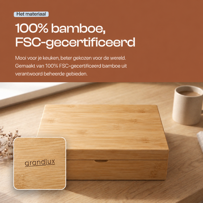 Grandlux Theedoos 12 Vaks - Naturel