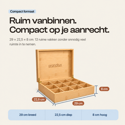 Grandlux Theedoos 12 Vaks - Naturel
