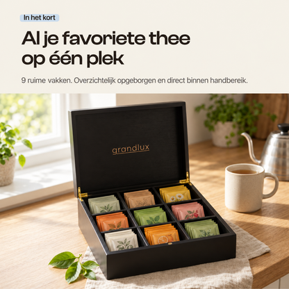 Grandlux Theedoos 9 Vaks – Zwart