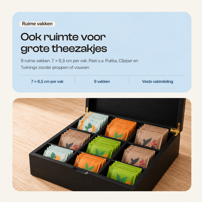 Grandlux Theedoos 9 Vaks – Zwart
