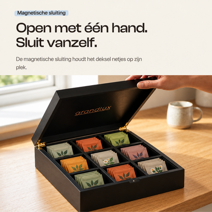 Grandlux Theedoos 9 Vaks – Zwart