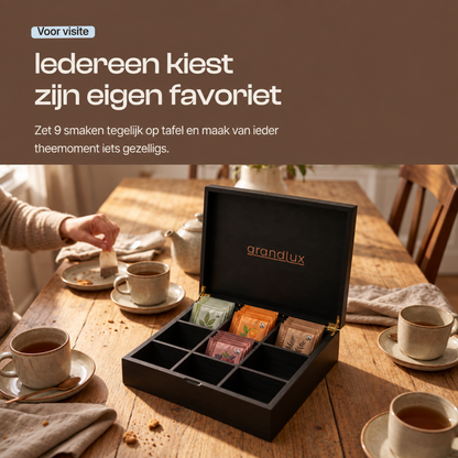 Grandlux Theedoos 9 Vaks – Zwart