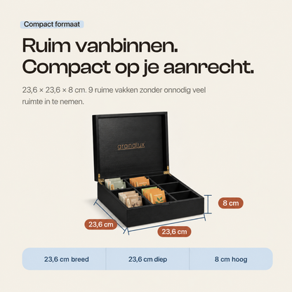 Grandlux Theedoos 9 Vaks – Zwart