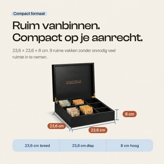 Grandlux Theedoos 9 Vaks – Zwart