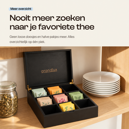 Grandlux Theedoos 9 Vaks – Zwart