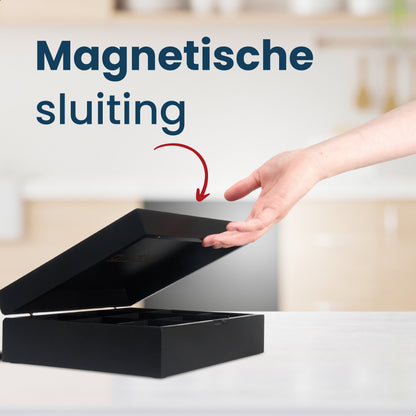 Grandlux Theedoos 9 Vaks – 100% FSC Bamboe – Zwart
