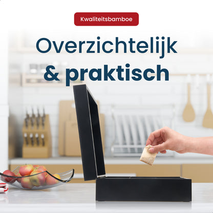 Grandlux Theedoos 9 Vaks – 100% FSC Bamboe – Zwart