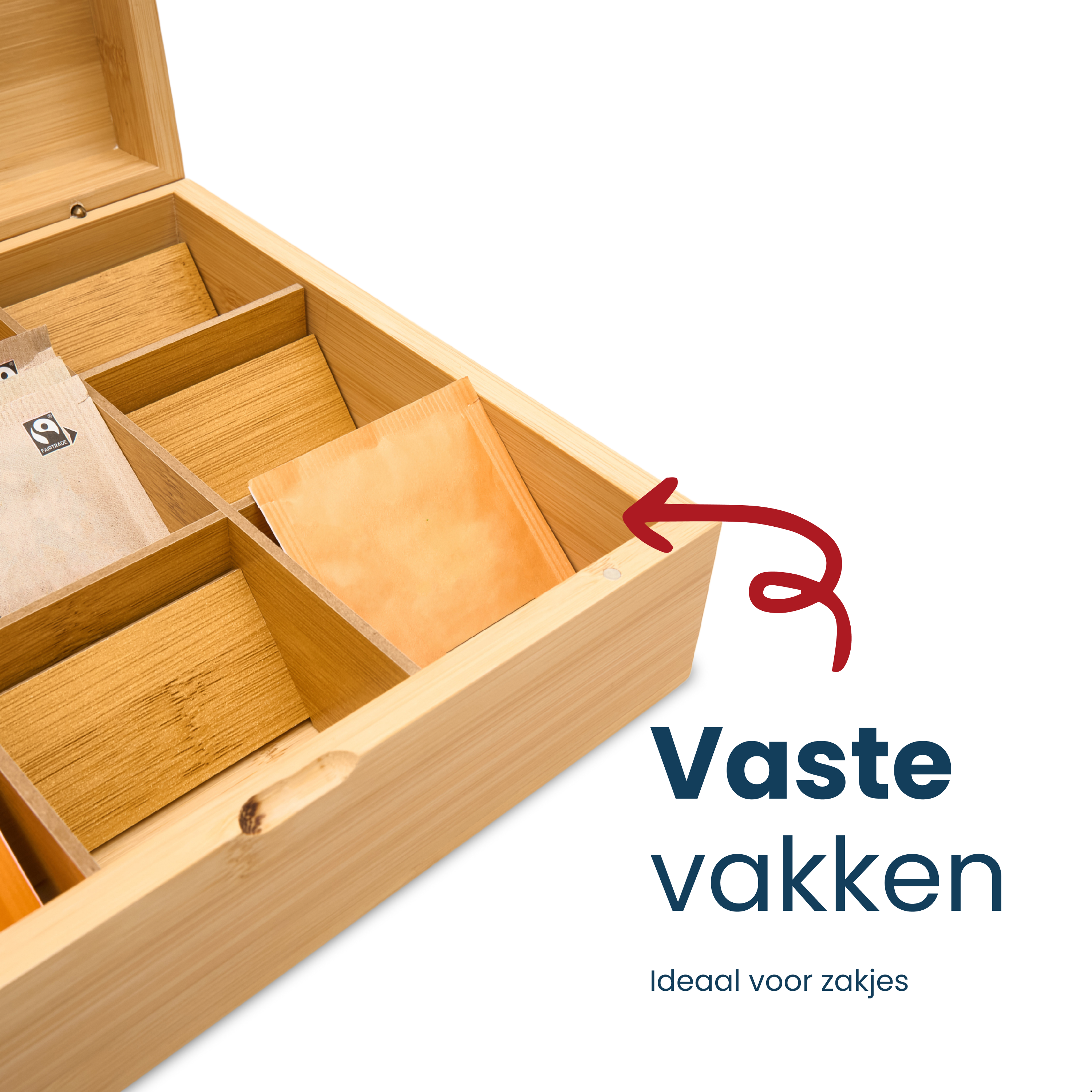 Grandlux Theedoos 9 Vaks - Ruime Vakken voor Clipper, Pukka, Twinings & Losse Thee - Theekist - Bamboe