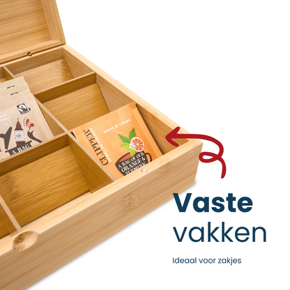 Grandlux Theedoos 12 Vaks - Ruime Vakken – 100% FSC Bamboe