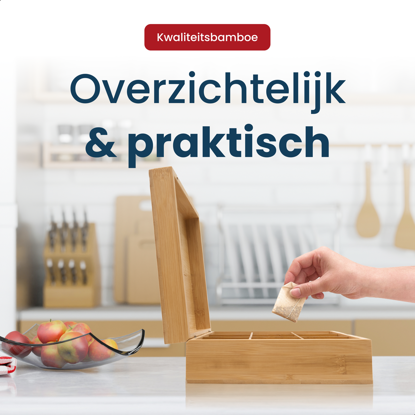 Grandlux Theedoos 9 Vaks - Ruime Vakken – 100% FSC Bamboe