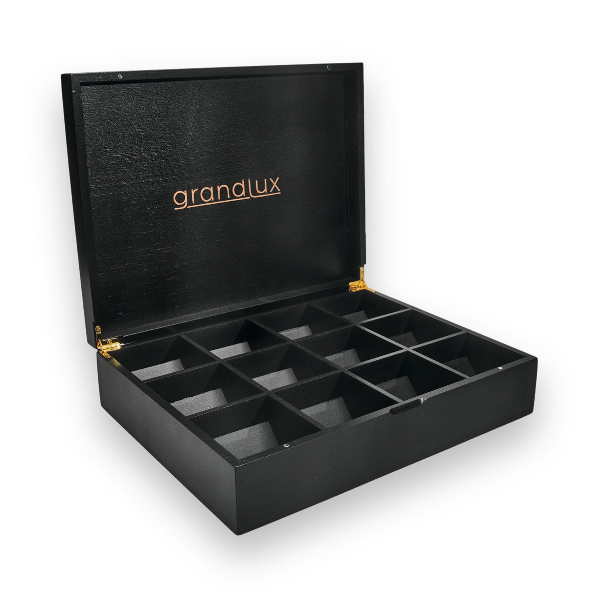 Grandlux Theedoos 12 Vaks - Zwart